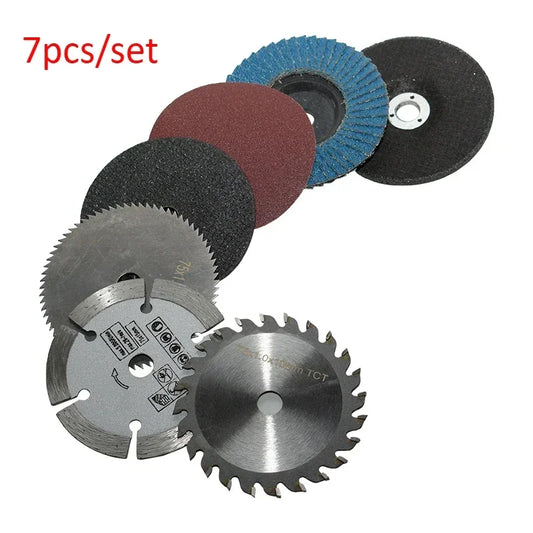 7PCS 3-Inch Cutting & Flap Disc Set – 75mm Angle Grinder Wheels for Metal, Wood, Tile, Stone, Polishing & Grinding