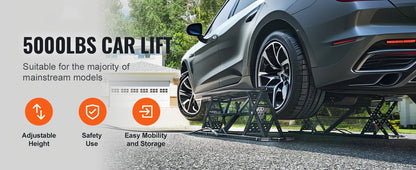 5000lb Portable Car Lift with Extended-Length Plates Carbon Steel Truck Lift with 120V Power Unit for Home Garage Shop
