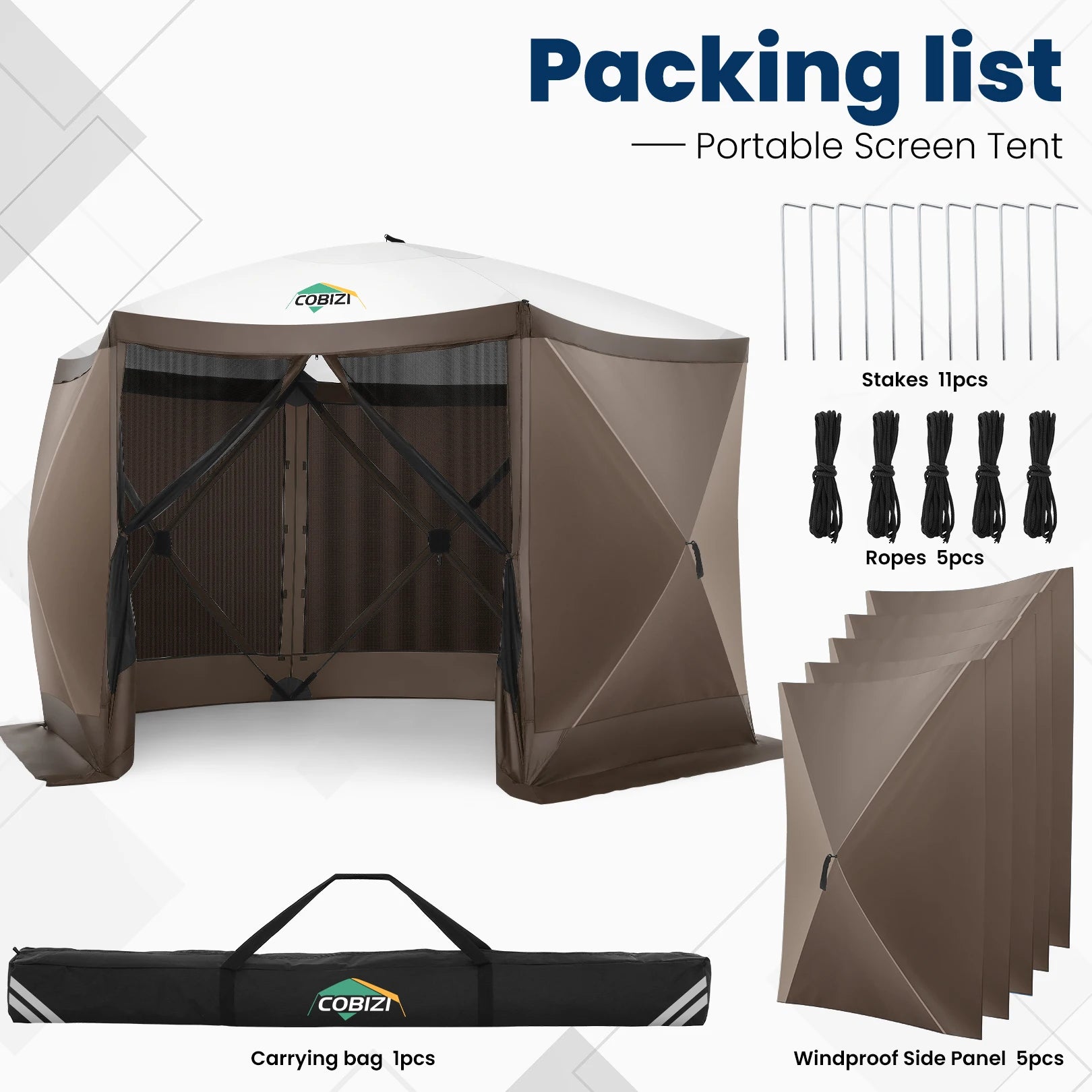 12x12ft Pop up Gazebo Screen House Tent with Mosquito Netting, 6 Sided Pop-up Canopy Shelter Tent Easy-Set Portable Gazebo