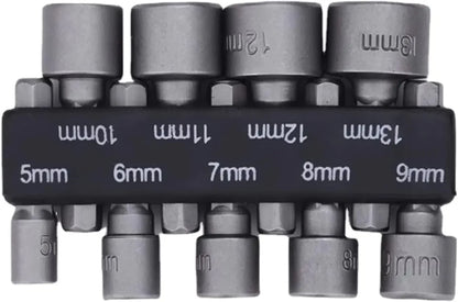 9pcs Nut Driver Set 5mm–13mm – Hex Sockets Sleeve Bits for Screwdriver & Power Drill, Stainless Steel Socket Wrench Set