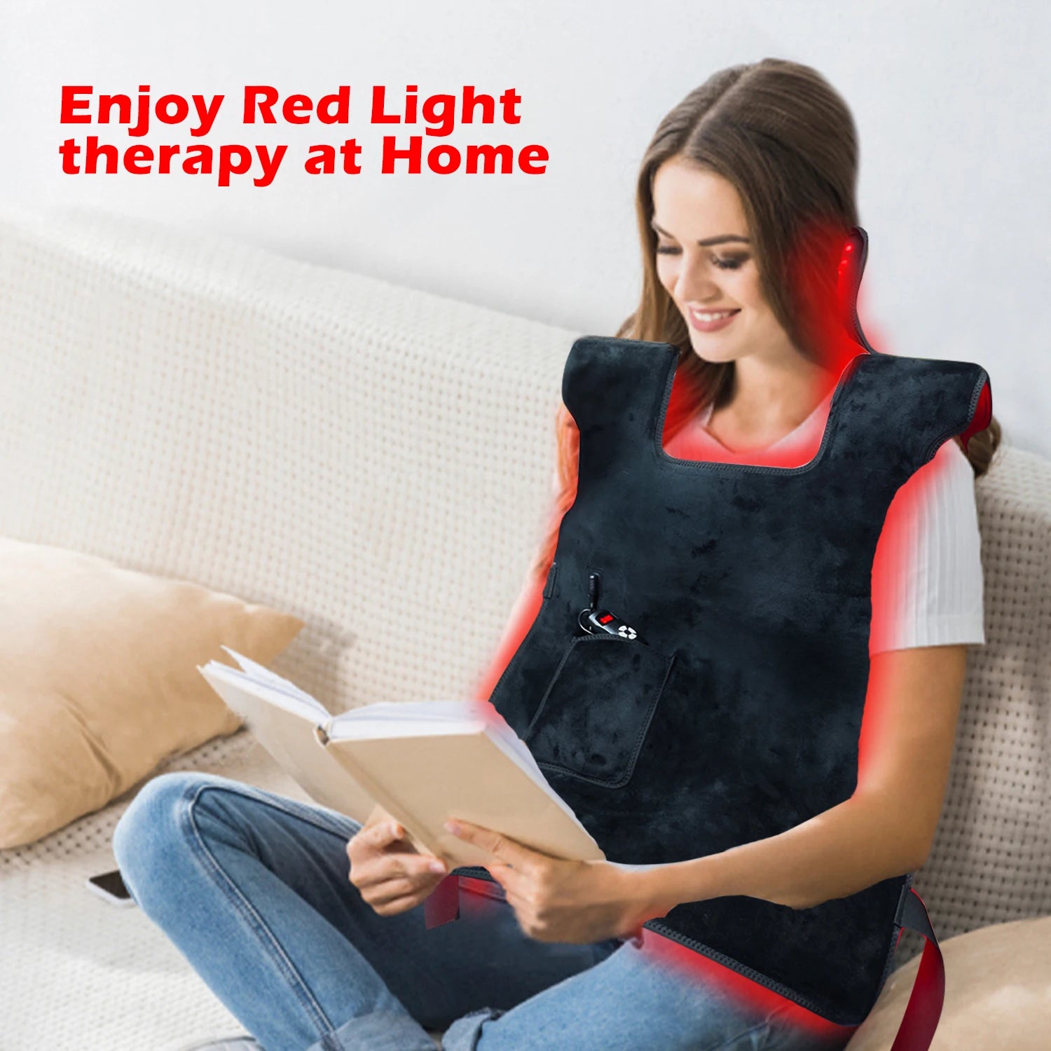 Red Light Therapy Vest for Body, 3-in-1 Led Bead 660 & 850 nm Infrared Light Therapy Pad for Body Wearable Wrap Pain Relief Device