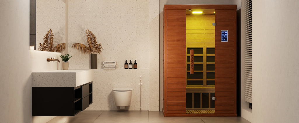 Polar Aurora 2 Person Indoor Sauna Spectrum Infrared Sauna Easy to Install w/ BT and WiFi Control 5 Heater Panels, Home and Gym