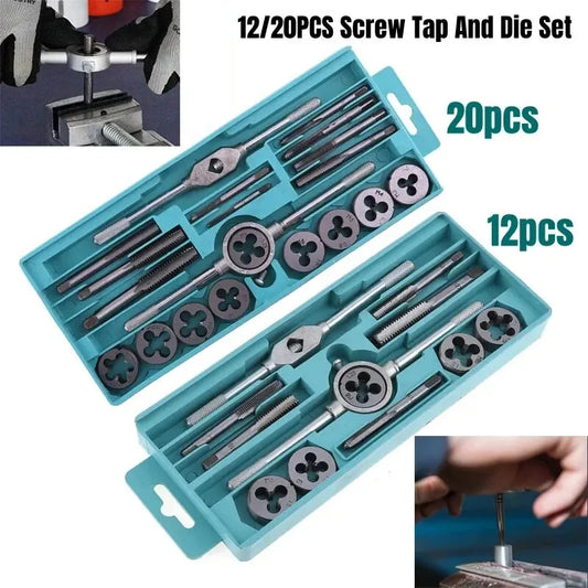 12/20pcs Tap & Die Set M3-M12 – Metric Thread Cutting Tool Kit for DIY Metalwork