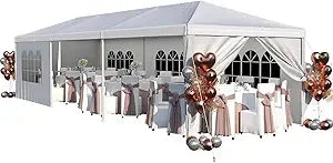 Heavy Duty Waterproof Outdoor Party Tent - 10x30 Large Gazebo with Removable Sidewalls and Double Doors for Weddings, Markets, a