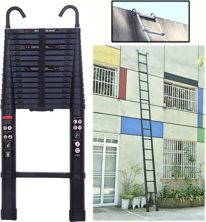 3.2–6.2M Telescopic Ladder with Roof Hook Kit – Heavy-Duty Aluminum Multi-Purpose Folding Extension Ladder for Loft, Roof & Home Use