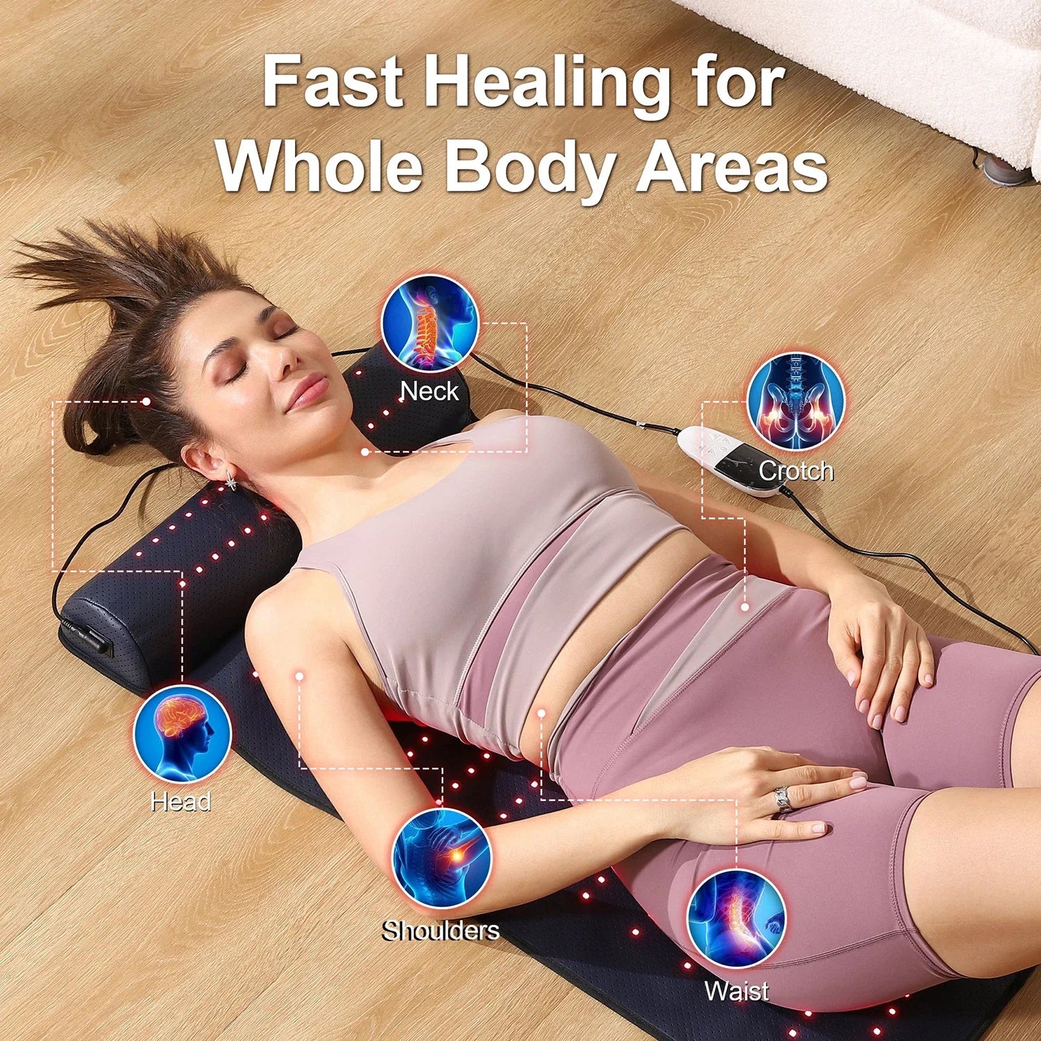 Red Light Therapy Mat with Ergonomic Neck Support & Far Infrared Heating - Full Body Pain Relief for Home & Clinical Use - 675