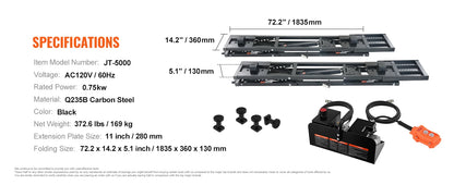 5000lb Portable Car Lift with Extended-Length Plates Carbon Steel Truck Lift with 120V Power Unit for Home Garage Shop