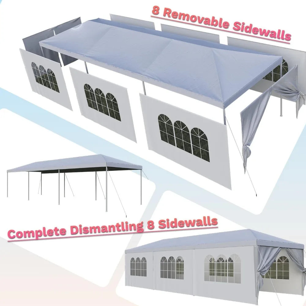 Heavy Duty Waterproof Outdoor Party Tent - 10x30 Large Gazebo with Removable Sidewalls and Double Doors for Weddings, Markets, a