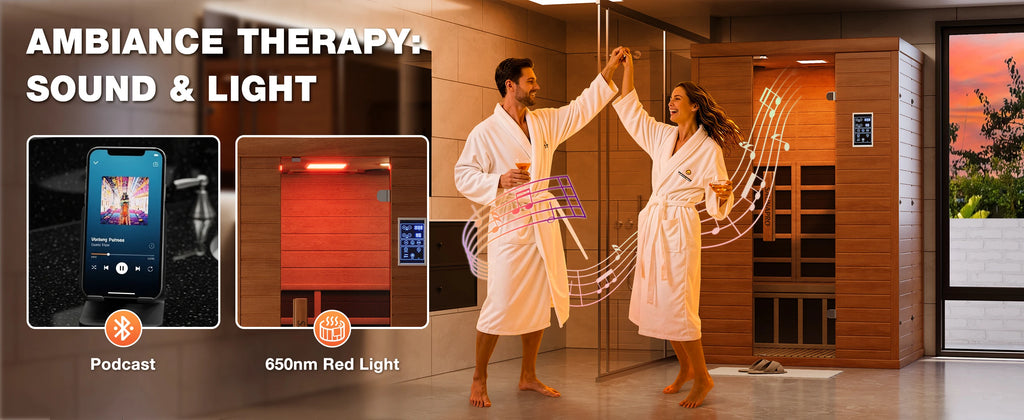 Polar Aurora 2 Person Indoor Sauna Spectrum Infrared Sauna Easy to Install w/ BT and WiFi Control 5 Heater Panels, Home and Gym