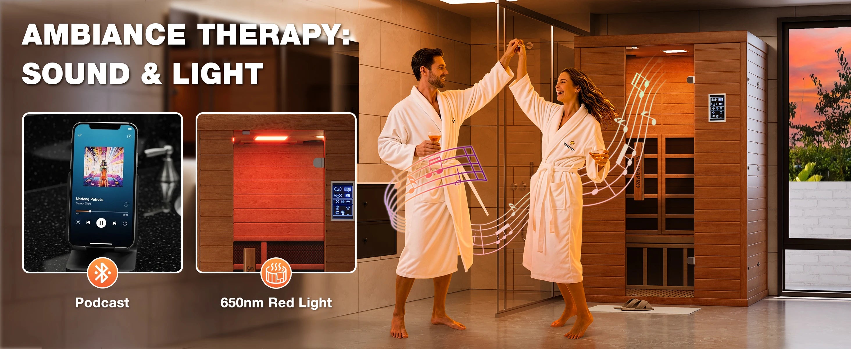 Polar Aurora 2 Person Indoor Sauna Spectrum Infrared Sauna Easy to Install w/ BT and WiFi Control 5 Heater Panels, Home and Gym