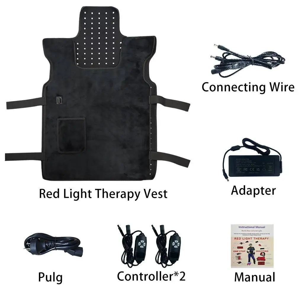 Red Light Therapy Vest for Body, 3-in-1 Led Bead 660 & 850 nm Infrared Light Therapy Pad for Body Wearable Wrap Pain Relief Device