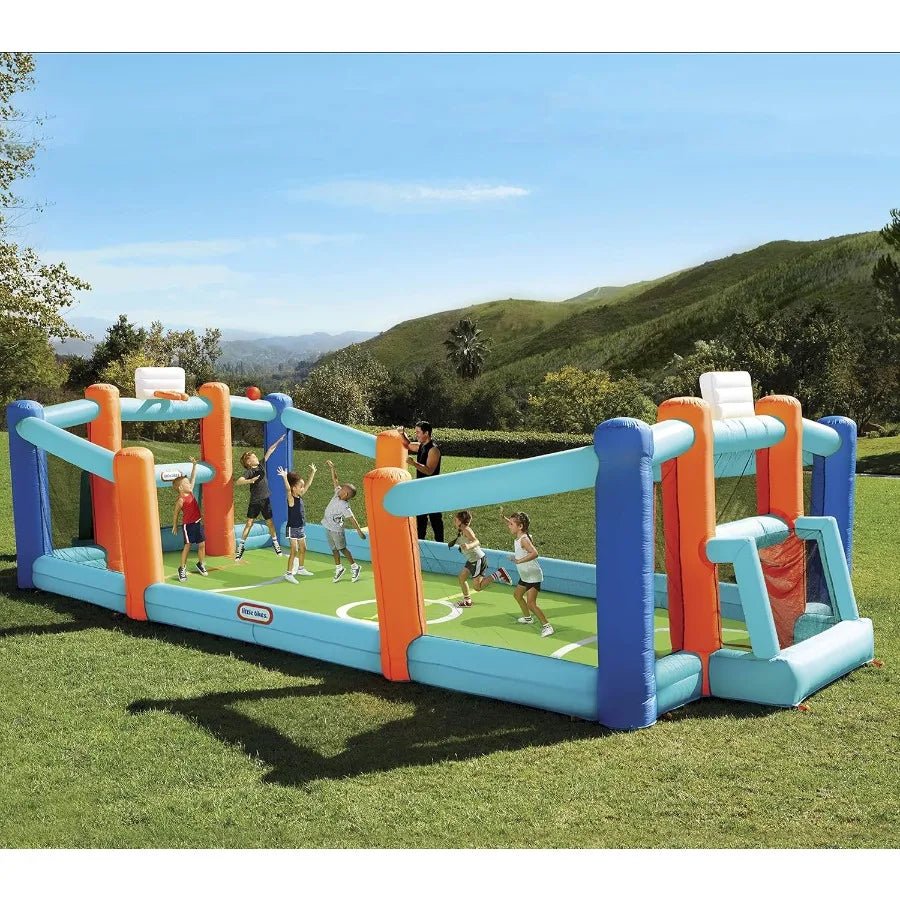 Huge Inflatable Backyard Soccer & Basketball Court for Multiple Kids, Blower with GFCI Plug