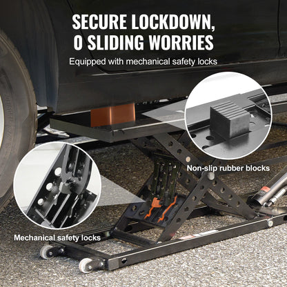5000lb Portable Car Lift with Extended-Length Plates Carbon Steel Truck Lift with 120V Power Unit for Home Garage Shop
