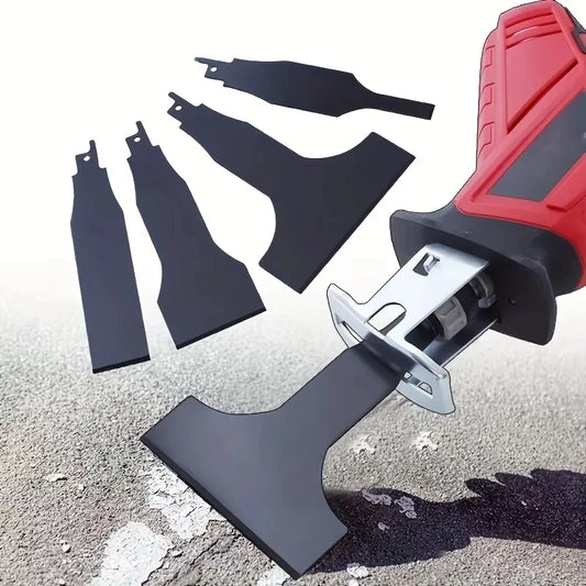 4PC Reciprocating Saw Blade Set for Steel, Tile, Putty Removal | Heavy Duty Wall & Floor Scraper Blades