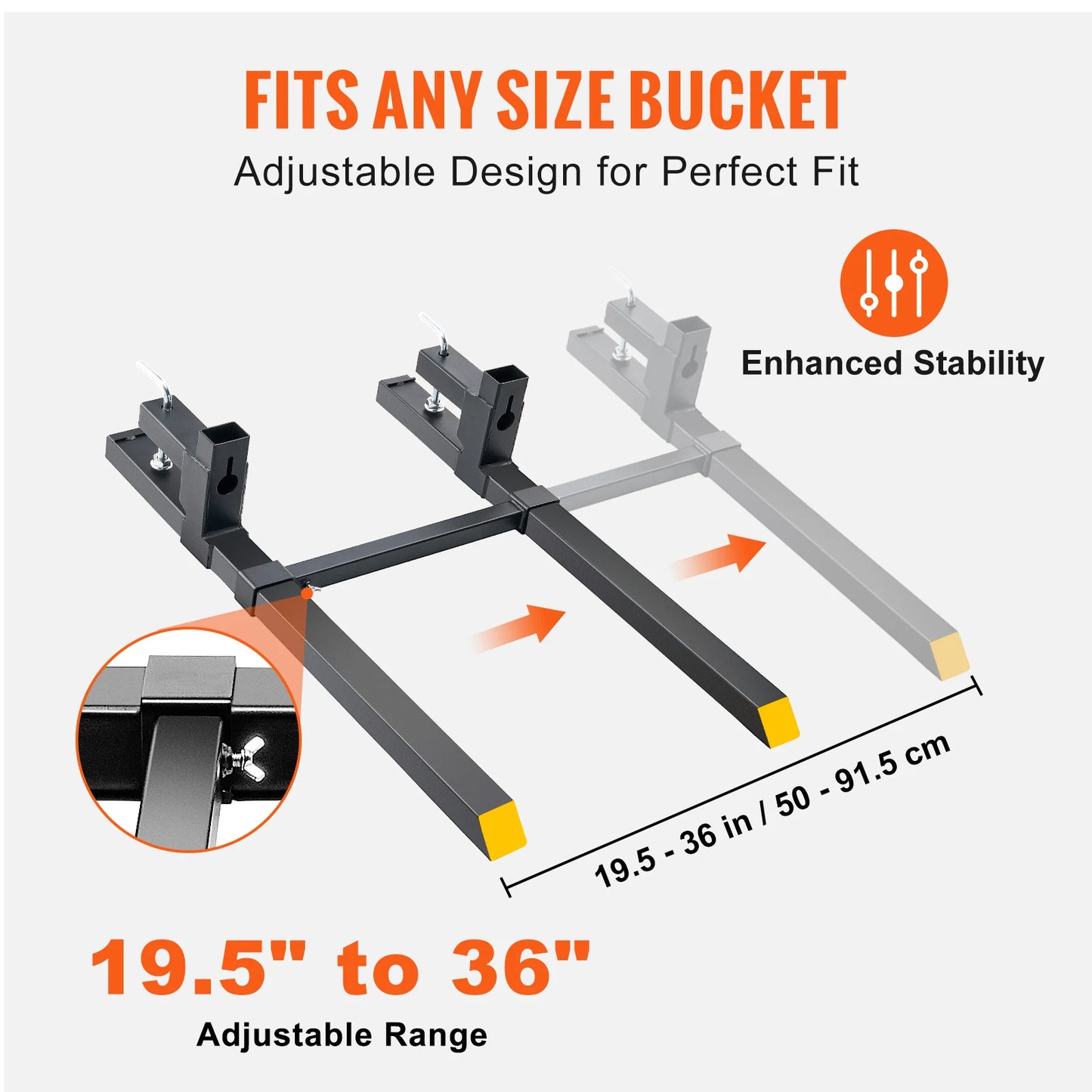 43"/60" Clamp-On Pallet Forks – 2000/4000 lbs Tractor Bucket Attachments for Skid Steer & Loader