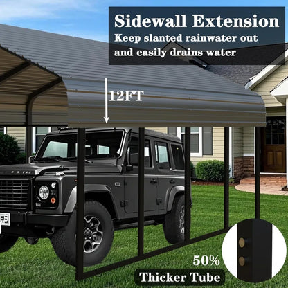 20x20 FT Heavy Duty Metal Carport with Galvanized Steel Roof & Frame - All-Weather Portable Garage Shelter for 2 Cars, Safe Boat