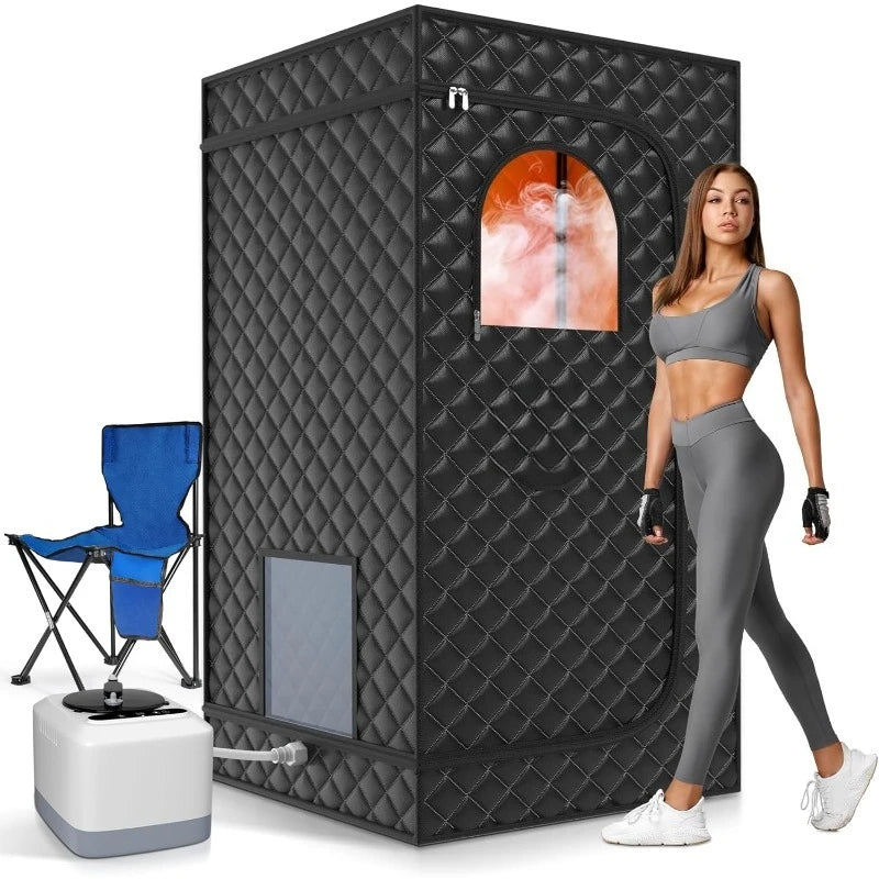 Box, Portable Sauna for Home, Steam Sauna Tent Portable Design for Relaxation and Detoxification, 9 Levels, Black, 35.4"x3