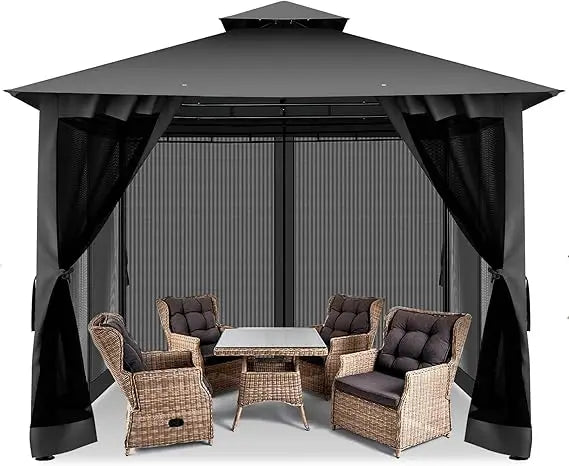 Gazebo with Improved Cold-Proof Nettings Winter Gazebos on Clearance Heavy Duty Gazebos Double Roof with Metal Frame Gazebo Ten