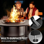 48" Fire Pit Surround Tabletop for Solo Stove Yukon/Bonfire & Tiki, Powder-Coated Steel Surround Table with Firewood Storage Sh