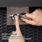 44 Inch Propane Outdoor Fire Pit Table, 50000BTU Rectangle Double Door Fire Table with Cover & Rain Cover, Add Warmth