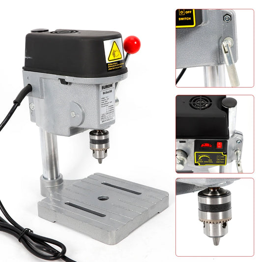Mini Benchtop Drill Press 340W – High-Speed 3-Speed Desktop Drilling Machine (1–10mm Chuck)
