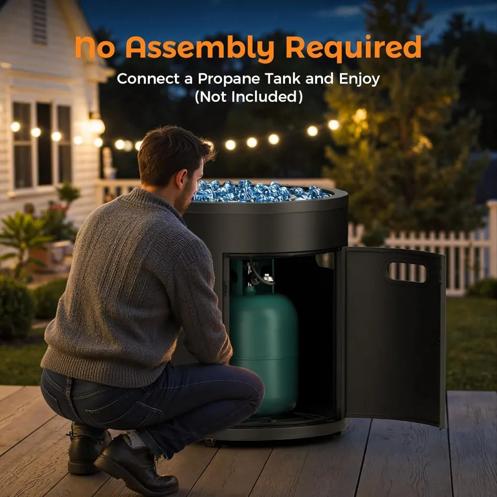 50,000 BTU Propane Fire Pit Outside, 23 inch Outdoor Fire Pit Round, Black Firepits for Outside Patio, Garden, Backyard