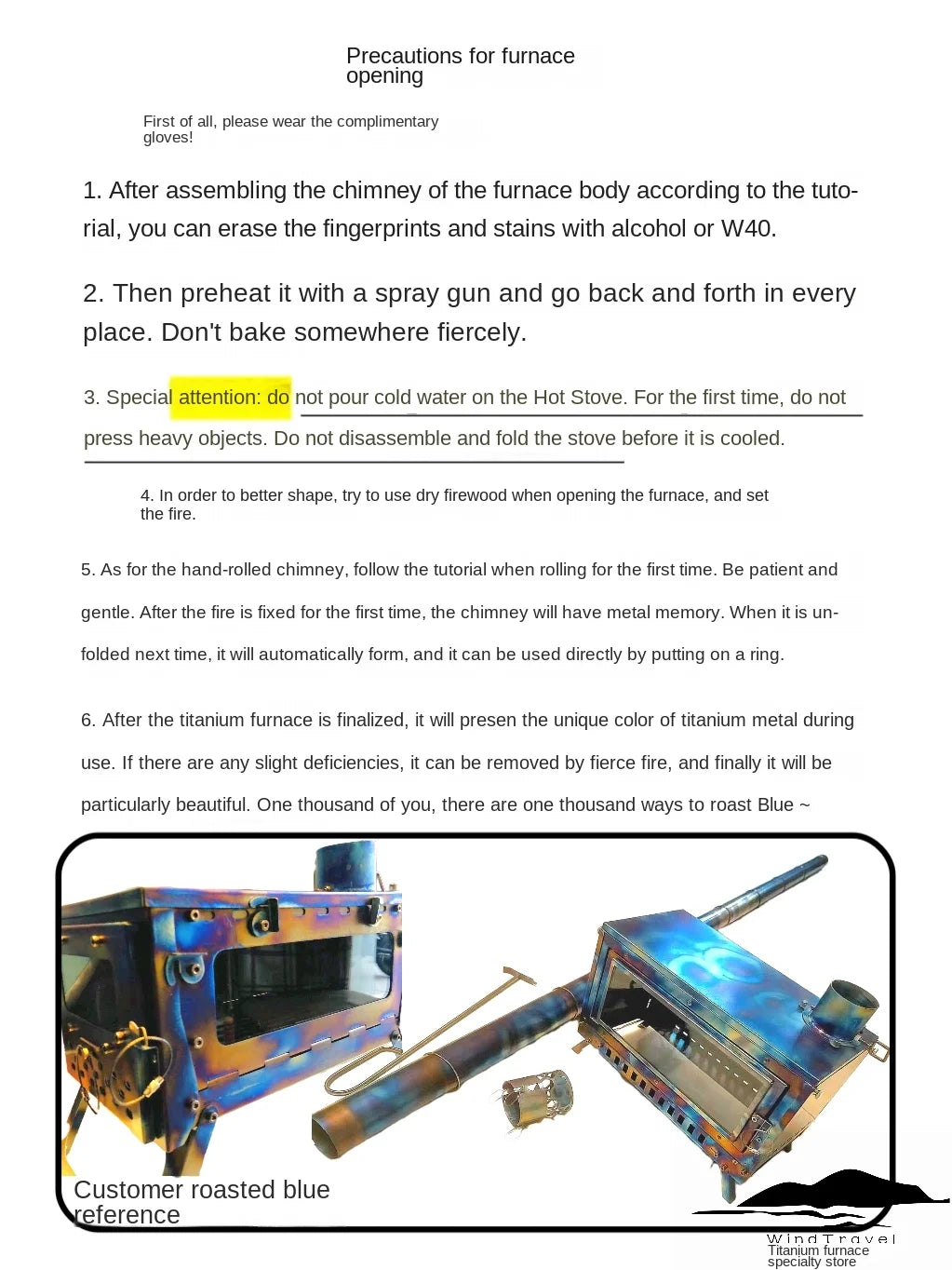 Alloy Folding Firewood Stove Hiking Camping Heating Stove (Titanium )