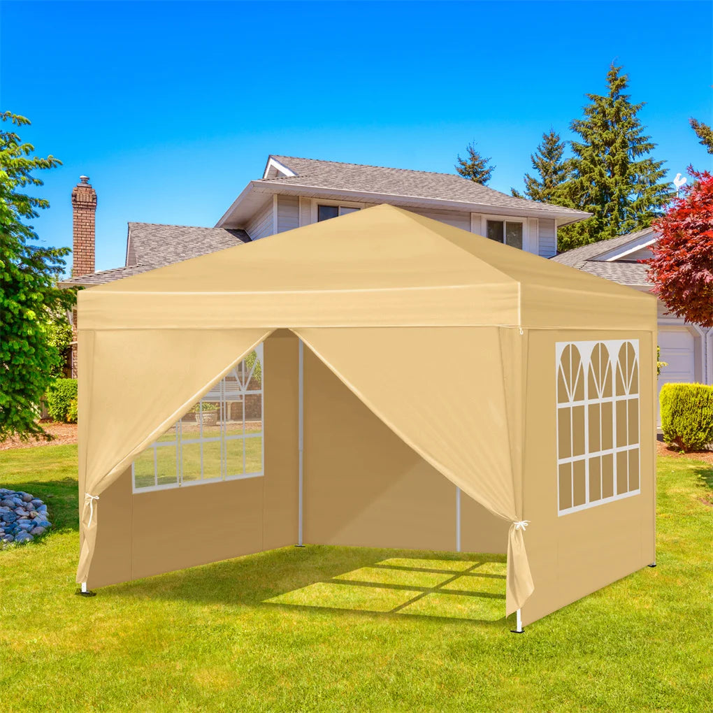 3x3m Waterproof Right-Angle Folding Tent with Two Doors and Two Windows Easy Up Gazebo Canopy with Carry Bag Portable Canopies