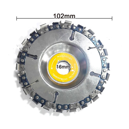 4-Inch 22-Tooth Chain Disc for Angle Grinder – Wood Carving, Slotting & Cutting Saw Blade Tool (16mm Bore)