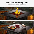 32 Inch Propane Fire Pit Table with 50,000 BTU, Outdoor Gas Fire Pit for Patio, CSA Certified, Removable Lid Included