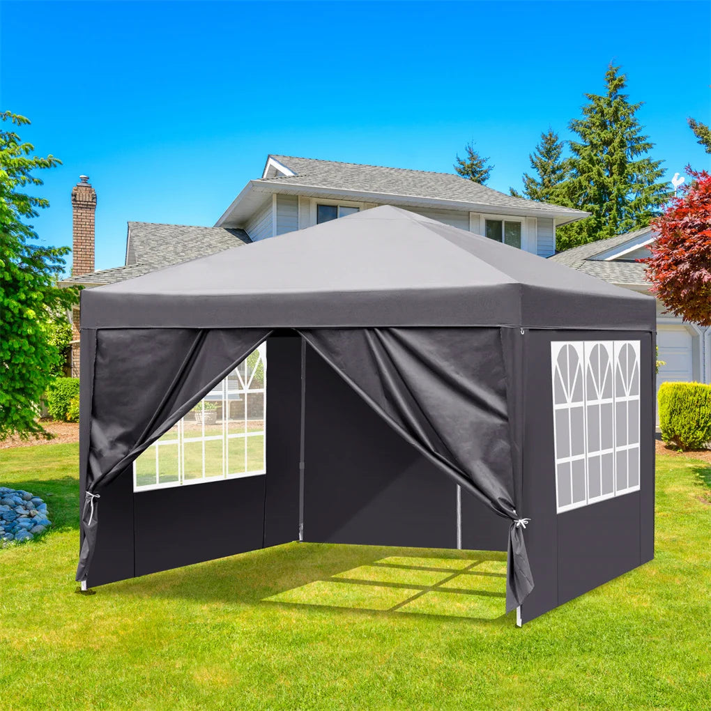 3x3m Waterproof Right-Angle Folding Tent with Two Doors and Two Windows Easy Up Gazebo Canopy with Carry Bag Portable Canopies
