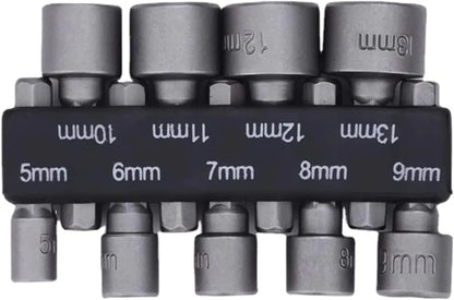 9pcs 5mm–13mm Hex Nut Driver Bit Set – Socket Sleeve Wrenches for Screwdrivers & Power Tools