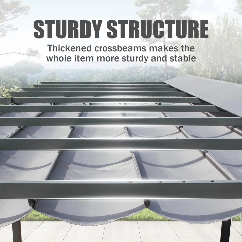 11 X 20 FT Outdoor Living Outdoor Retractable Pergola with Weather-Resistant Canopy Aluminum Garden Pergola Patio Grill Gazebo