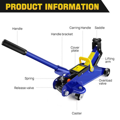 Hydraulic Floor Jack 3 Ton Jack Stand Set – 2 Ton Quick Lift Trolley Jack + Tire Repair Support Kit