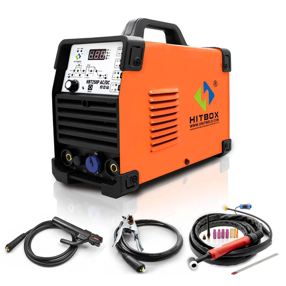 HITBOX HBT250P AC/DC TIG Welder – 200A Digital Pulse IGBT Inverter | Aluminium & Steel | MMA ARC Stick 220V