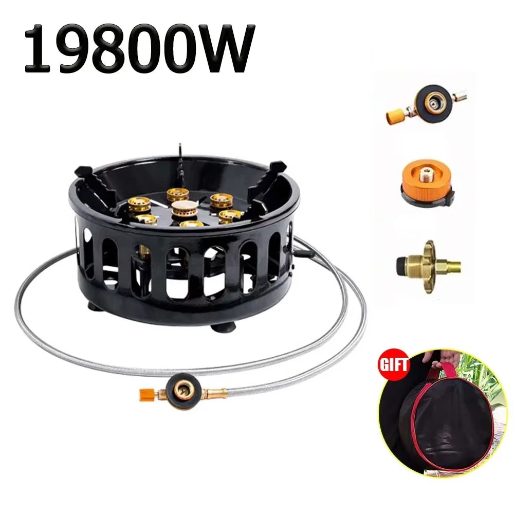19800W 7-Core Camping Stove High-Power Gase Burner Windproof Stove Electronic ignition Outdoor Stoves Hiking Camping 2023