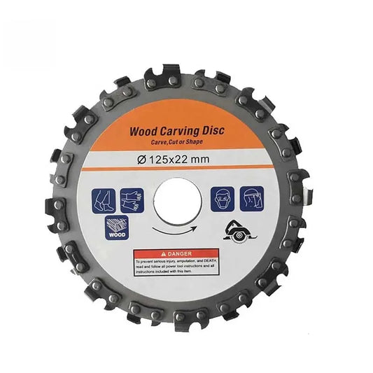 125mm x 22mm 16-Tooth Wood Carving Grinding Disc – Chainsaw Cutting Blade for 5" Angle Grinder