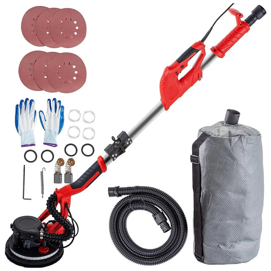 Drywall Sander 850W – Variable Speed 800–1750 RPM | LED Light, Telescopic Handle, Vacuum Bag Included