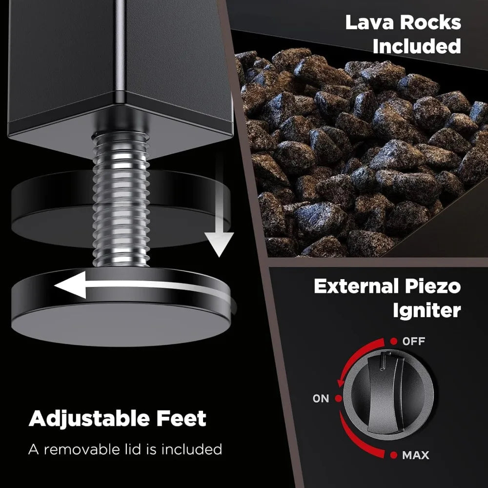 32 Inch Propane Fire Pit Table with 50,000 BTU, Outdoor Gas Fire Pit for Patio, CSA Certified, Removable Lid Included