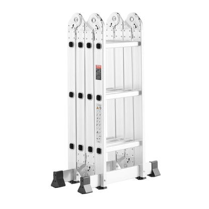 12ft Multi-Purpose Folding Ladder 7-in-1 | Adjustable Aluminum Telescoping A-Frame Step Ladder for Indoor & Outdoor Use