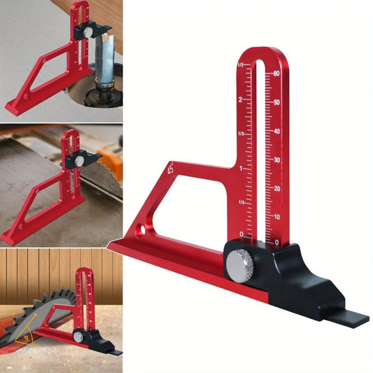 Adjustable Aluminum Depth Gauge 0–60mm – Metric & Inch Scale for Table Saw Blade & Router Bit Height Setup
