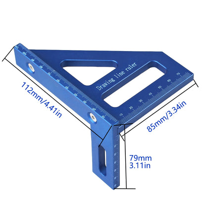 3D Multi-Angle Measuring Ruler – 45°/90° Plastic Square Layout Tool for Carpentry & DIY