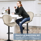 4 Pcs Rotary Bar Stools, 360° Adjustable Counter Height Stool, PU Leather Upholstered With Backrest And Handrails，Bar Furniture