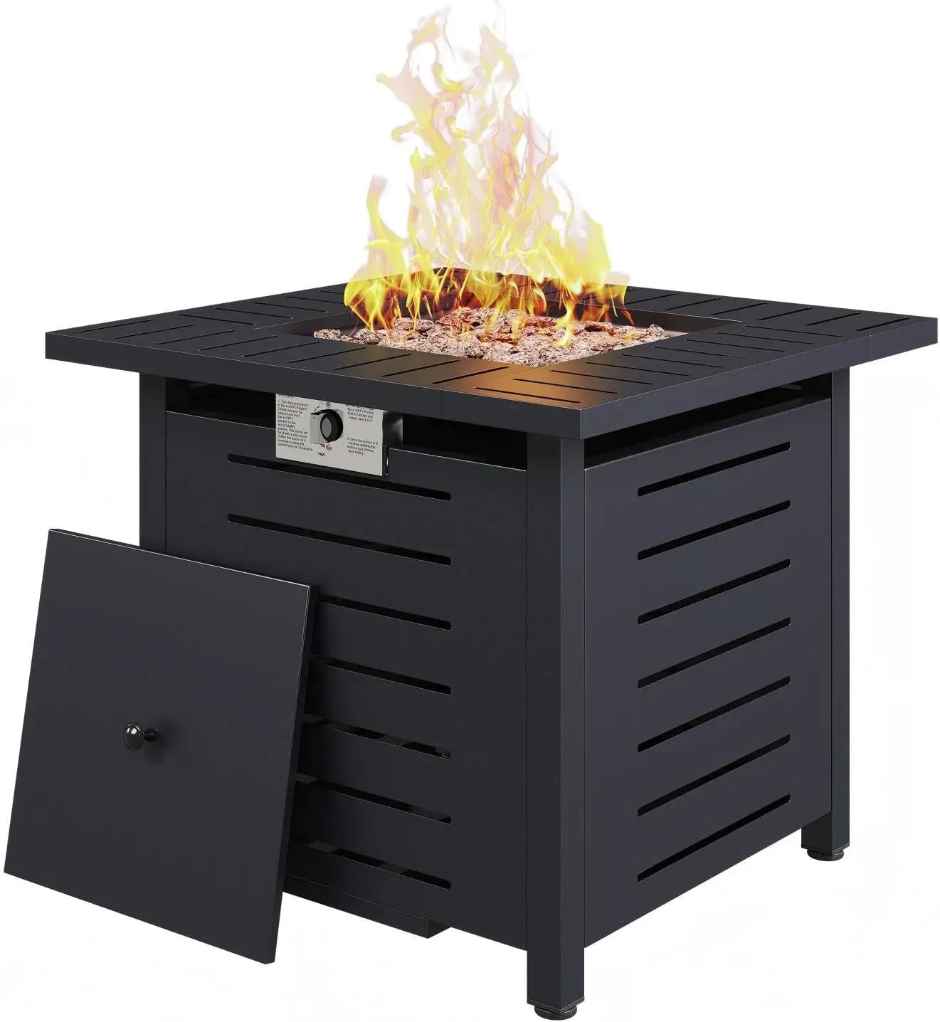 Propane Fire Pit–50,000 BTU Gas Fire Pit Table with Removable Lid & Lava Rocks, Rectangle Firepit Table for Outside, Patio