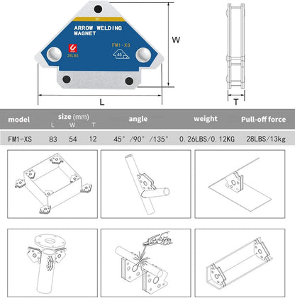 2pcs 12.5KG Magnetic Welding Holder Set – 45° 90° 135° Angle Fixer