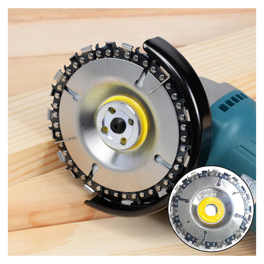4-Inch 22-Tooth Chain Disc for Angle Grinder – Wood Carving, Slotting & Cutting Saw Blade Tool (16mm Bore)