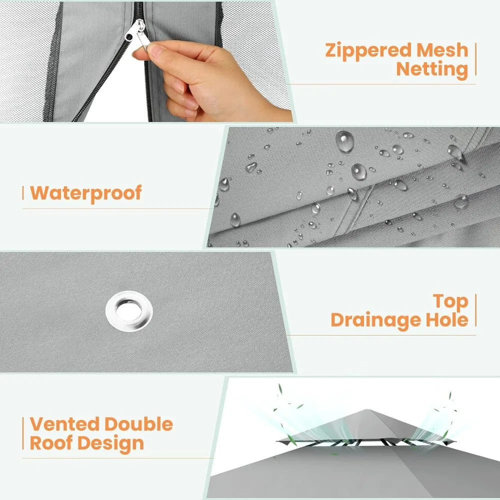 Gazebo with Improved Cold-Proof Nettings Winter Gazebos on Clearance Heavy Duty Gazebos Double Roof with Metal Frame Gazebo Ten