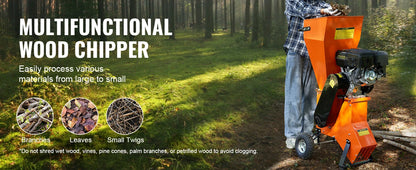 Wood Chipper Shredder Mulcher Heavy Duty Gas Powered 4.1/8.6KW Woodchipper Fast Wood Chipping Chopping for Forestry