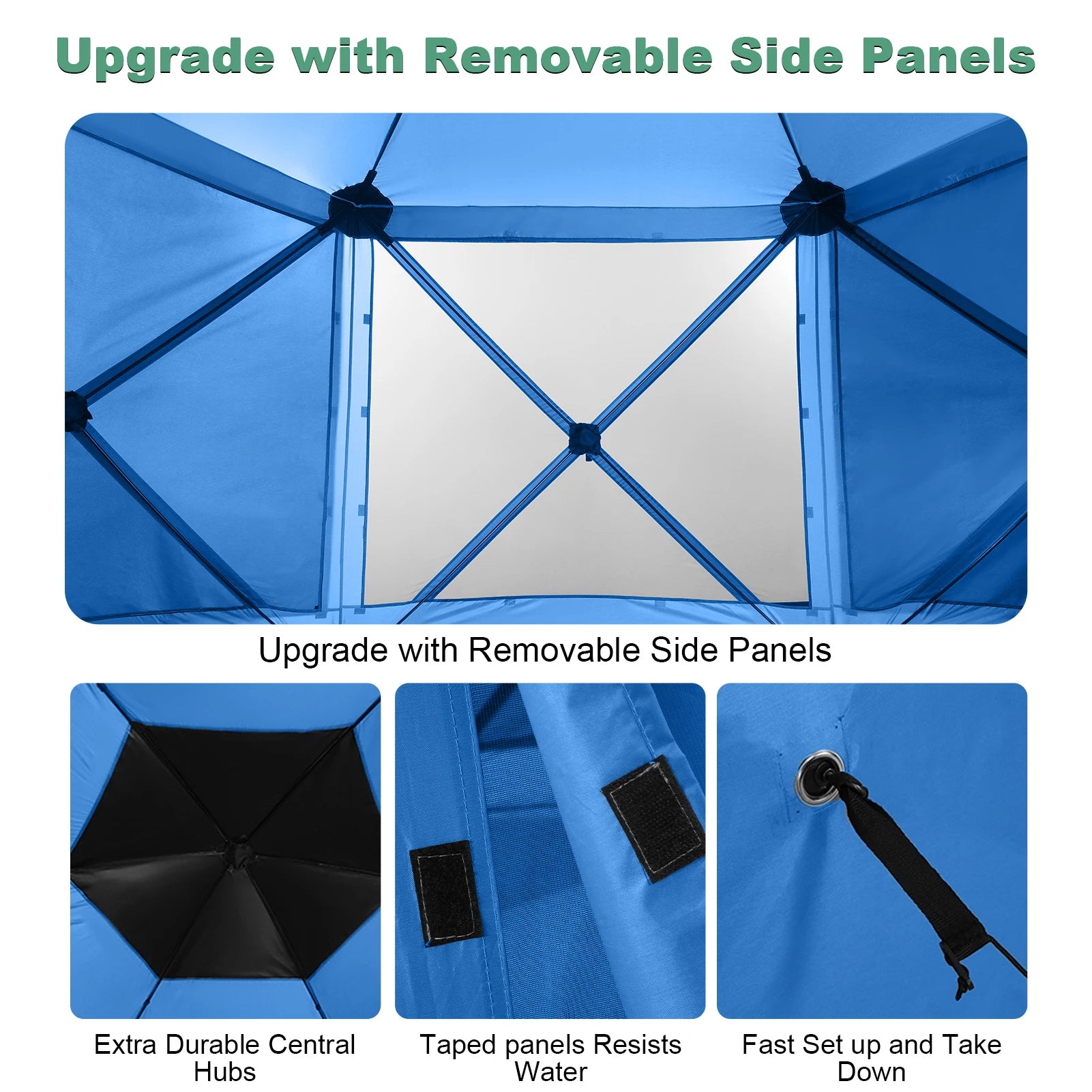 12x12ft Pop up Gazebo Screen House Tent with Mosquito Netting, 6 Sided Pop-up Canopy Shelter Tent Easy-Set Portable Gazebo