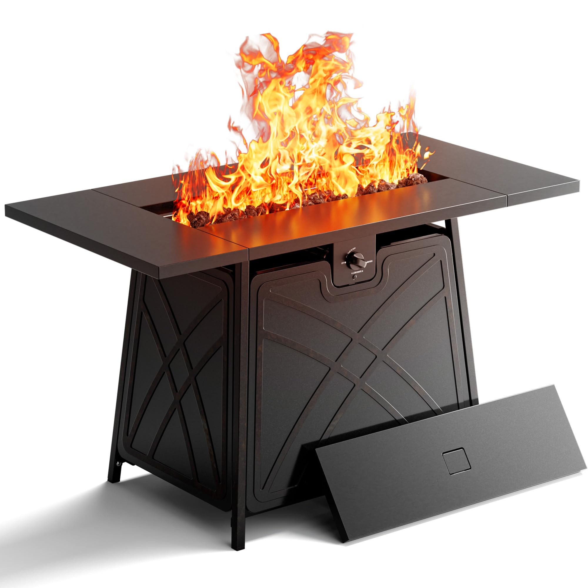 42 Inch Propane Fire Pit Table, Black